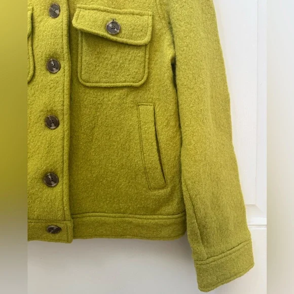 Joie Chartreuse Wool Blend Button Jacket - Picture 5 of 11